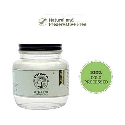 The HappyGrove Co. Cold Processed Virgin Coconut Oil 250ml Glass Jar